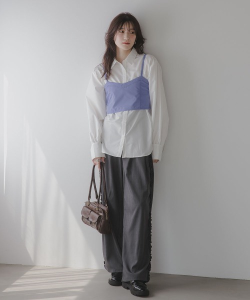 slattgir（スラットジール）の「高身長　ビスチェ付きシャツ（トールサイズ）Essenave（シャツ/ブラウス・レディース・ホワイト×グレー/ホワイト×ブルー・TM/TL/TLL/T3L）」の4枚目の写真