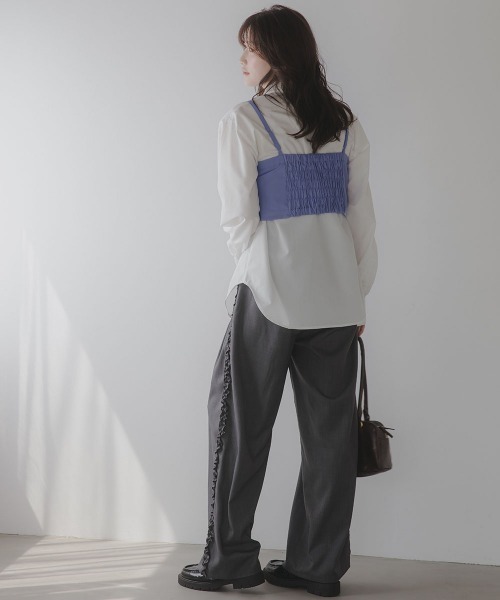 slattgir（スラットジール）の「高身長　ビスチェ付きシャツ（トールサイズ）Essenave（シャツ/ブラウス・レディース・ホワイト×グレー/ホワイト×ブルー・TM/TL/TLL/T3L）」の6枚目の写真