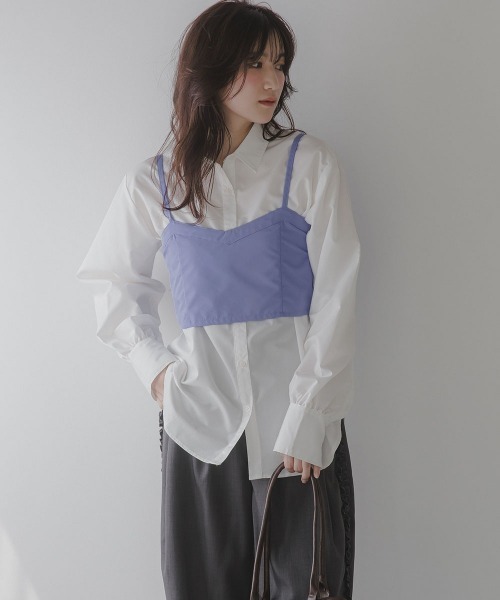 slattgir（スラットジール）の「高身長　ビスチェ付きシャツ（トールサイズ）Essenave（シャツ/ブラウス・レディース・ホワイト×グレー/ホワイト×ブルー・TM/TL/TLL/T3L）」の7枚目の写真