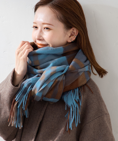 JOURNAL STANDARD(ジャーナルスタンダード)の「《WEB限定追加2》Cashmere ストール(ストール/ショール・レディース・ブラウン系その他/ライトブルー/ウッド・FREE)」の3枚目の写真