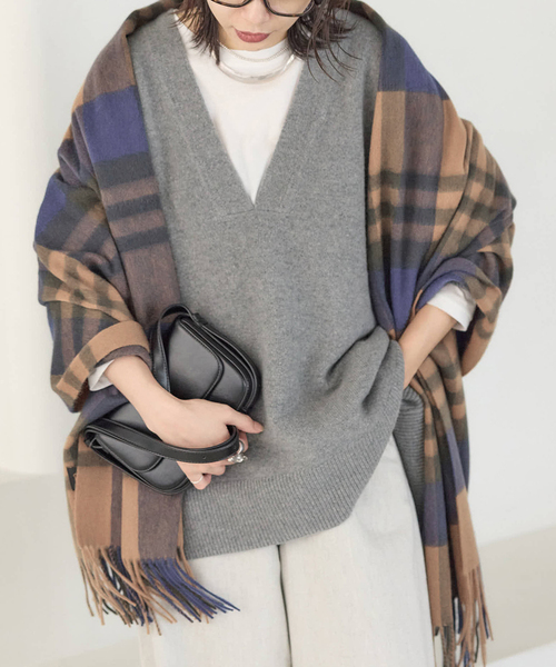 JOURNAL STANDARD(ジャーナルスタンダード)の「《WEB限定追加2》Cashmere ストール(ストール/ショール・レディース・ブラウン系その他/ライトブルー/ウッド・FREE)」の7枚目の写真