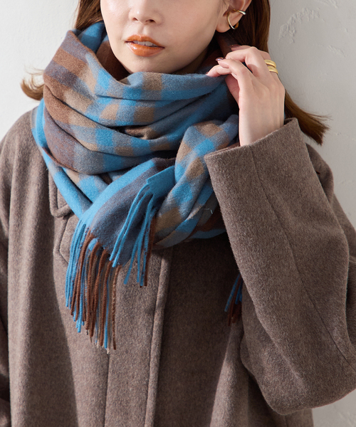 JOURNAL STANDARD(ジャーナルスタンダード)の「《WEB限定追加2》Cashmere ストール(ストール/ショール・レディース・ブラウン系その他/ライトブルー/ウッド・FREE)」の13枚目の写真