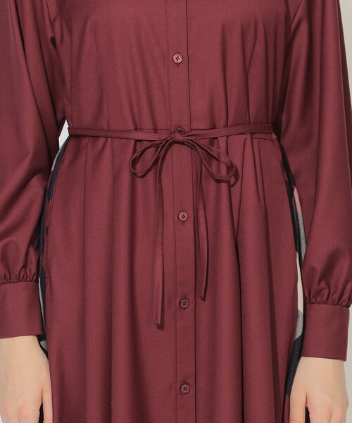 CB CRESTBRIDGE（シービークレストブリッジ）の「サイドチェック切替タックシャツワンピース（ワンピース・レディース・レッド系その他4/ブラック/ダークネイビー・S/M）」の8枚目の写真