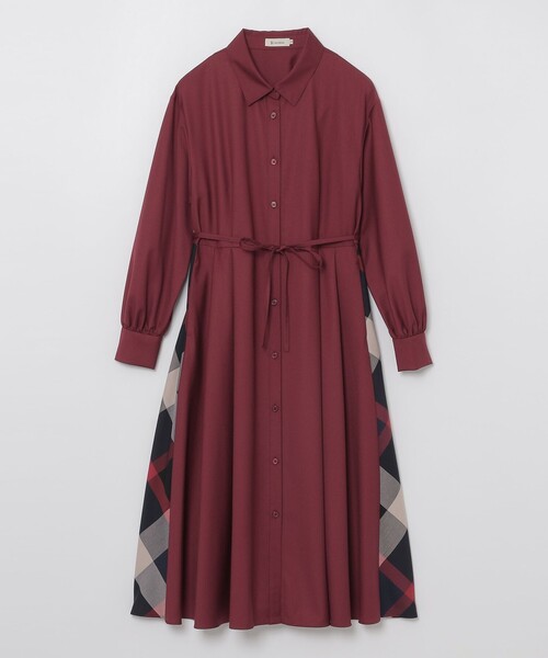 CB CRESTBRIDGE（シービークレストブリッジ）の「サイドチェック切替タックシャツワンピース（ワンピース・レディース・レッド系その他4/ブラック/ダークネイビー・S/M）」の11枚目の写真