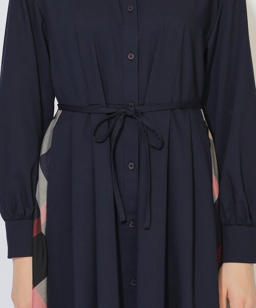 CB CRESTBRIDGE（シービークレストブリッジ）の「サイドチェック切替タックシャツワンピース（ワンピース・レディース・レッド系その他4/ブラック/ダークネイビー・S/M）」の14枚目の写真