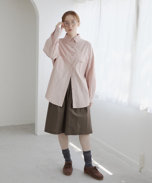 Crisp（クリスプ）の「2ポケットベーシックシャツ（シャツ/ブラウス・レディース・アイボリー/ピンク・FREE）」の9枚目の写真