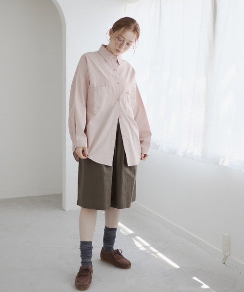 Crisp（クリスプ）の「2ポケットベーシックシャツ（シャツ/ブラウス・レディース・アイボリー/ピンク・FREE）」の13枚目の写真