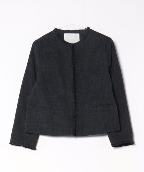 INTERPLANET（インタープラネット）の「エアーファンシー杢ツイードノーカラージャケット（ノーカラージャケット・レディース・ブラック/ネイビー・MEDIUM/LARGE）」の18枚目の写真