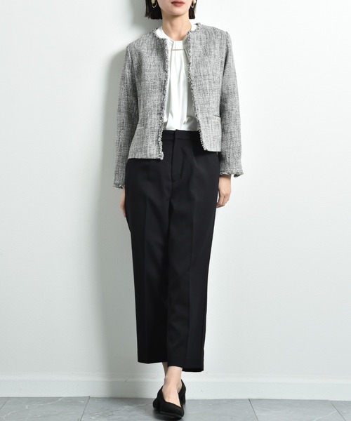 INTERPLANET（インタープラネット）の「エアーファンシー杢ツイードノーカラージャケット（ノーカラージャケット・レディース・ブラック/ネイビー・MEDIUM/LARGE）」の22枚目の写真