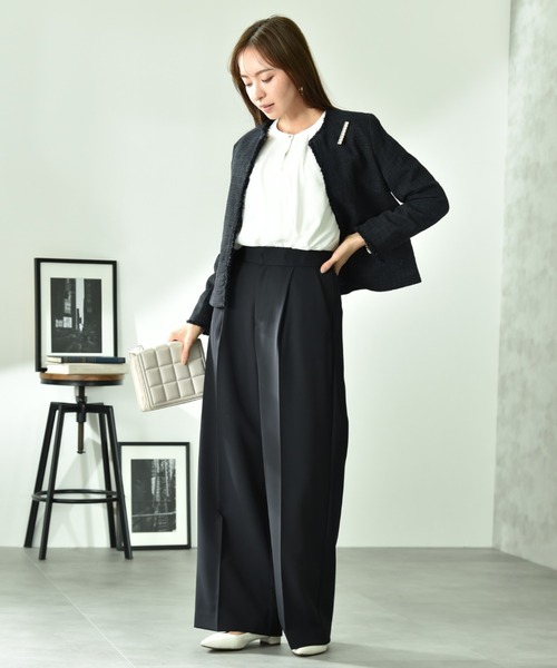 INTERPLANET（インタープラネット）の「エアーファンシー杢ツイードノーカラージャケット（ノーカラージャケット・レディース・ブラック/ネイビー・MEDIUM/LARGE）」の16枚目の写真