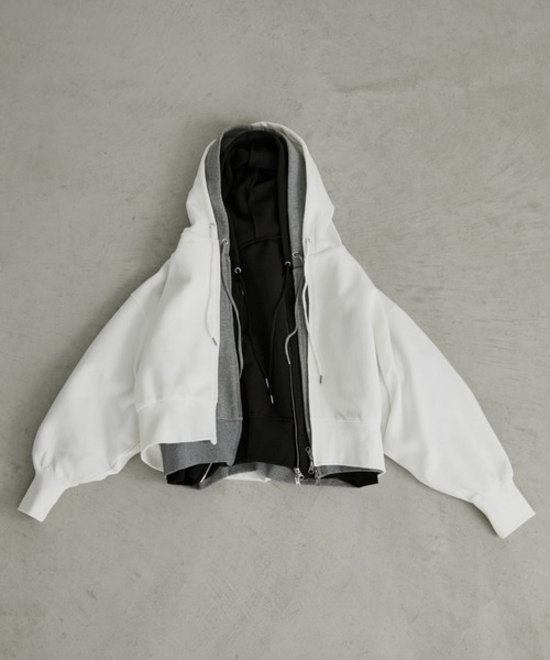 Aunt Marie's(アントマリーズ)の「クロップドZIPフーディ/パーカー(パーカー・レディース・ブラック/グレー/ホワイト・FREE)」の5枚目の写真