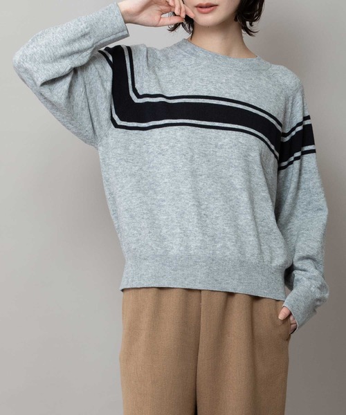 Munich（ミューニック）の「12GG天竺編みソフトニットラインプルオーバー（ニット/セーター・レディース・ベージュ/グレー/ブラック・FREE）」の3枚目の写真