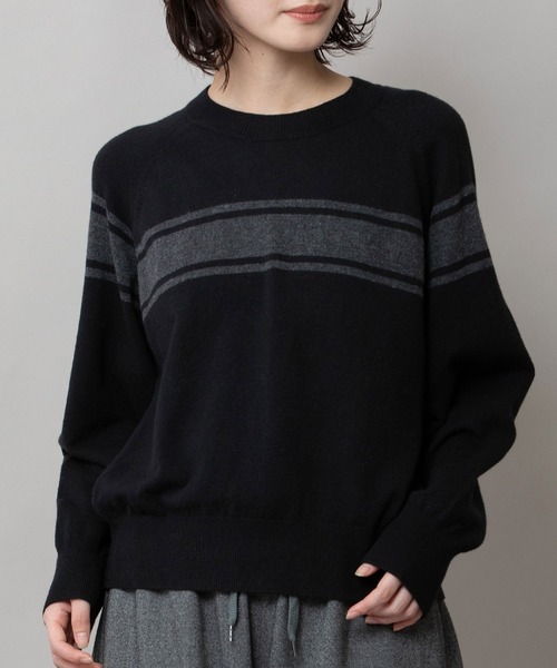 Munich（ミューニック）の「12GG天竺編みソフトニットラインプルオーバー（ニット/セーター・レディース・ベージュ/グレー/ブラック・FREE）」の2枚目の写真