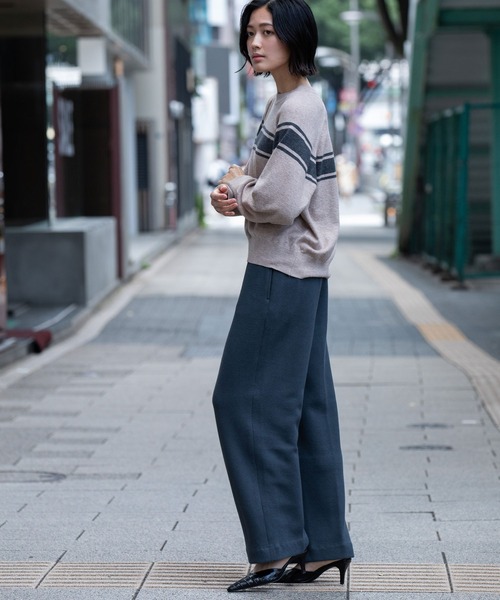 Munich（ミューニック）の「12GG天竺編みソフトニットラインプルオーバー（ニット/セーター・レディース・ベージュ/グレー/ブラック・FREE）」の8枚目の写真