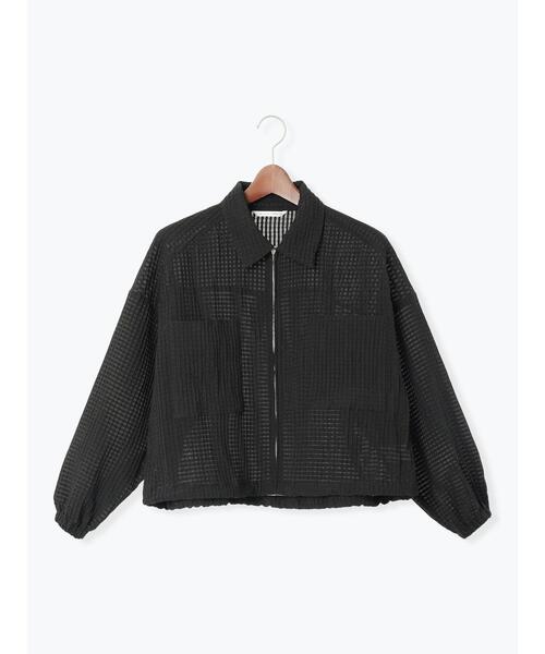 Te chichi TERRASSE（テチチテラス）の「シアーチェックジップブルゾン（ブルゾン・レディース・ブラック/オフホワイト・F）」の2枚目の写真