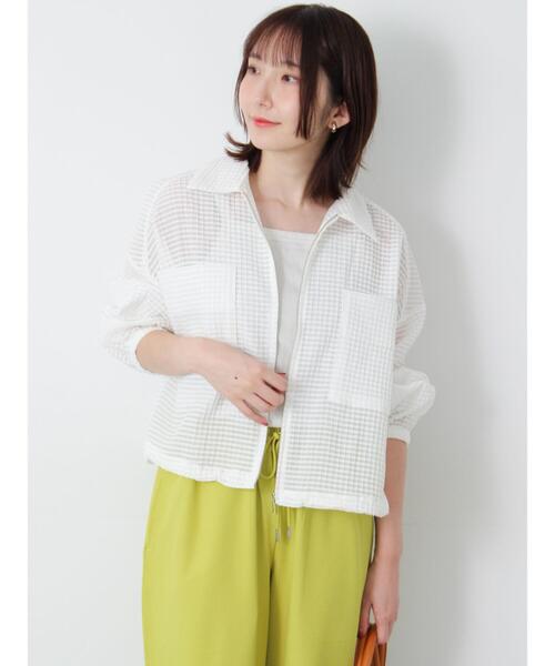 Te chichi TERRASSE（テチチテラス）の「シアーチェックジップブルゾン（ブルゾン・レディース・ブラック/オフホワイト・F）」の5枚目の写真