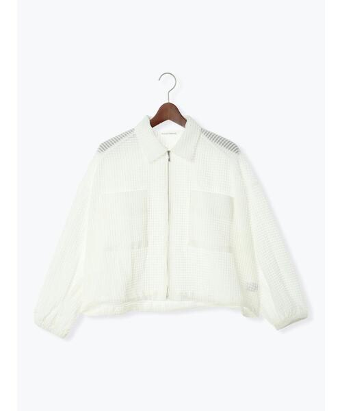 Te chichi TERRASSE（テチチテラス）の「シアーチェックジップブルゾン（ブルゾン・レディース・ブラック/オフホワイト・F）」の6枚目の写真