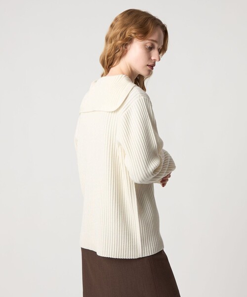 Steven Alan（スティーブンアラン）の「＜Steven Alan＞ウール リブ セーラーカラー カーディガン（カーディガン/ボレロ・レディース・オフホワイト/ネイビー・FREE）」の3枚目の写真