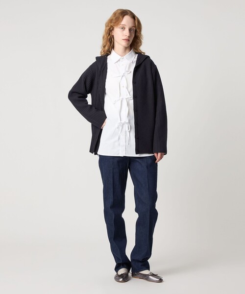 Steven Alan（スティーブンアラン）の「＜Steven Alan＞ウール リブ セーラーカラー カーディガン（カーディガン/ボレロ・レディース・オフホワイト/ネイビー・FREE）」の6枚目の写真