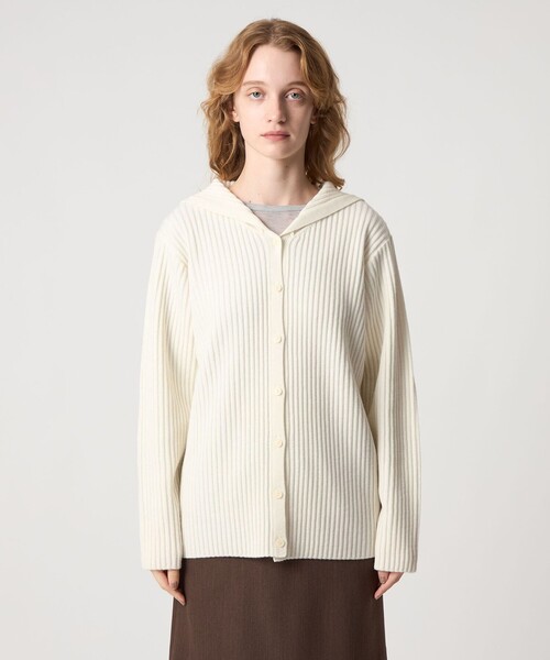 Steven Alan（スティーブンアラン）の「＜Steven Alan＞ウール リブ セーラーカラー カーディガン（カーディガン/ボレロ・レディース・オフホワイト/ネイビー・FREE）」の7枚目の写真