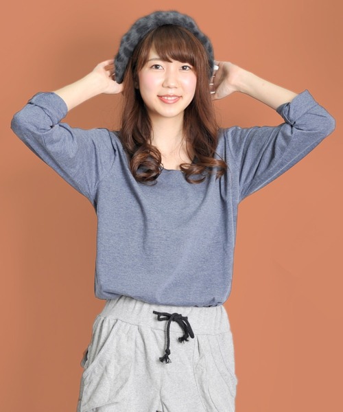 MARAI（マーライ）の「杢カラー長袖VネックTシャツ（Tシャツ/カットソー・レディース・ブルー/ネイビー/ブラウン/グレー/ワイン/ブラック・L/XL）」の19枚目の写真