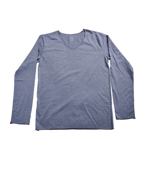 MARAI（マーライ）の「杢カラー長袖VネックTシャツ（Tシャツ/カットソー・レディース・ブルー/ネイビー/ブラウン/グレー/ワイン/ブラック・L/XL）」の18枚目の写真