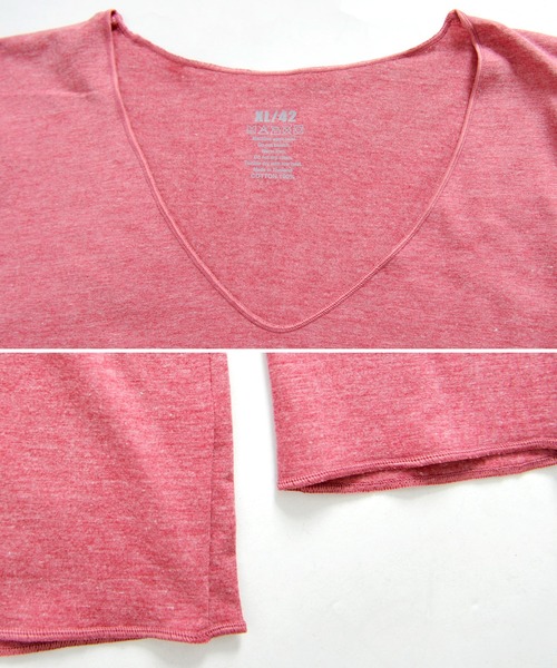 MARAI（マーライ）の「杢カラー長袖VネックTシャツ（Tシャツ/カットソー・レディース・ブルー/ネイビー/ブラウン/グレー/ワイン/ブラック・L/XL）」の21枚目の写真