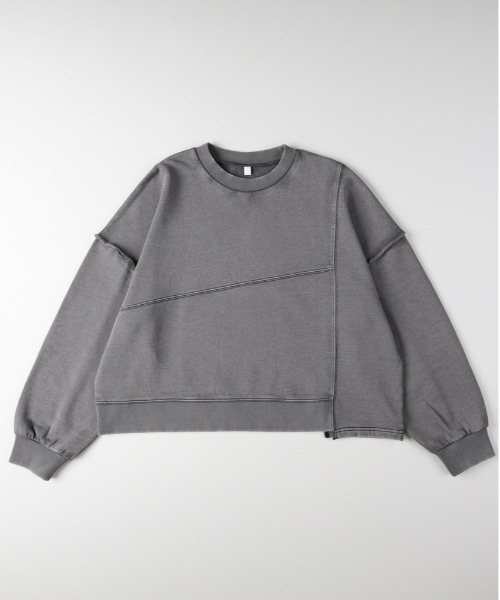 Right-on（ライトオン）の「【HONEYSUCKLE ROSE】切り替えデザインスウェットプルオーバー (切り替えデザイン/立体シルエット/コットン混紡/微光沢/大人カジュアル)（スウェット・レディース・グリーン/キナリ/ダークグレー/ブラック・M/L/S）」の10枚目の写真