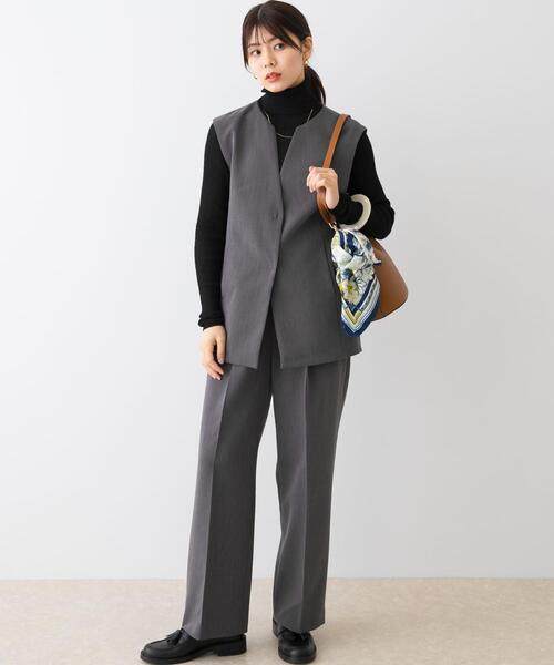 エフィセット セール】F by ROSSO キーネックジレ+ワイドパンツ（セットアップ）｜F