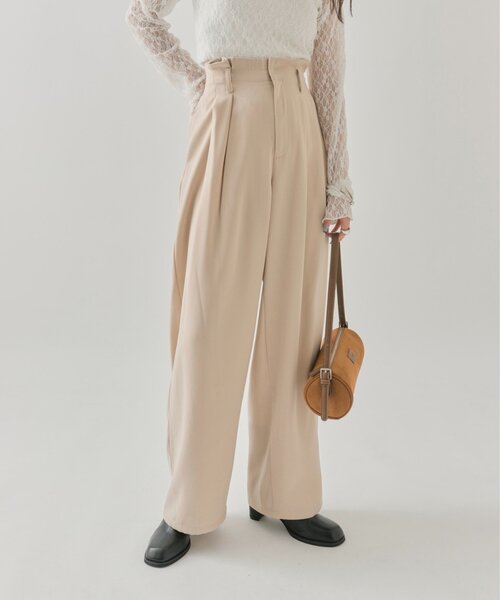 mystic（ミスティック）の「タックイージーパンツ（その他パンツ・レディース・チャコールグレー/アイボリー/ブラック・1/2）」の2枚目の写真