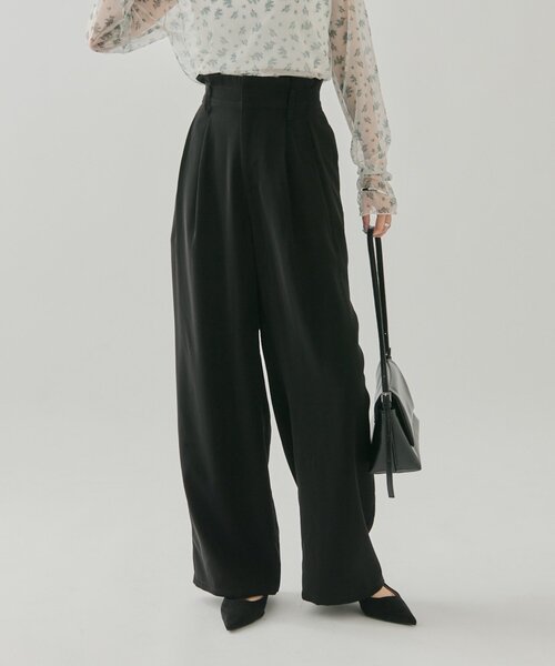 mystic（ミスティック）の「タックイージーパンツ（その他パンツ・レディース・チャコールグレー/アイボリー/ブラック・1/2）」の3枚目の写真