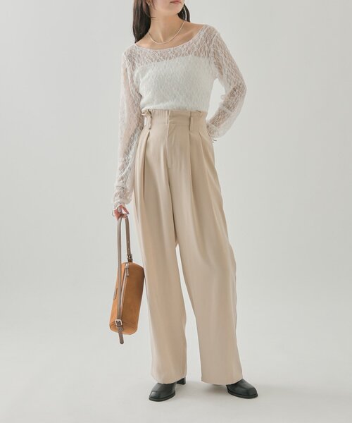 mystic（ミスティック）の「タックイージーパンツ（その他パンツ・レディース・チャコールグレー/アイボリー/ブラック・1/2）」の4枚目の写真