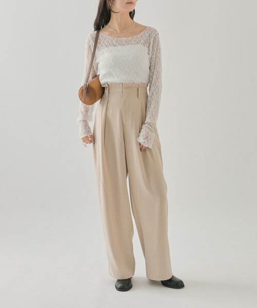 mystic（ミスティック）の「タックイージーパンツ（その他パンツ・レディース・チャコールグレー/アイボリー/ブラック・1/2）」の8枚目の写真