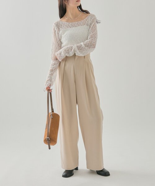 mystic（ミスティック）の「タックイージーパンツ（その他パンツ・レディース・チャコールグレー/アイボリー/ブラック・1/2）」の13枚目の写真