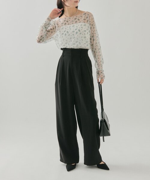 mystic（ミスティック）の「タックイージーパンツ（その他パンツ・レディース・チャコールグレー/アイボリー/ブラック・1/2）」の14枚目の写真