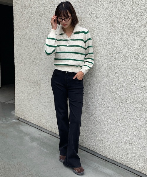 Teem Store(チームストア)の「ハイウエストストレッチフレアデニムパンツ(デニムパンツ・レディース・ブラック・L/M)」の11枚目の写真
