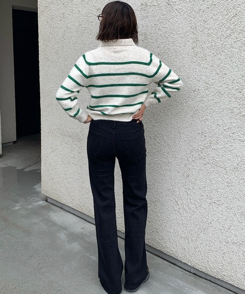 Teem Store(チームストア)の「ハイウエストストレッチフレアデニムパンツ(デニムパンツ・レディース・ブラック・L/M)」の12枚目の写真