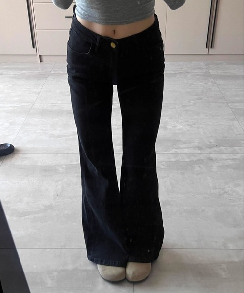 Teem Store(チームストア)の「ハイウエストストレッチフレアデニムパンツ(デニムパンツ・レディース・ブラック・L/M)」の6枚目の写真