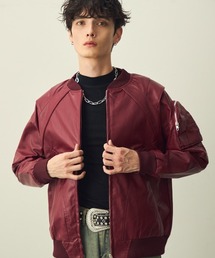 Double-zip cross design synthetic leather jacket / ダブルジップクロスデザイン合成皮革ブルゾン