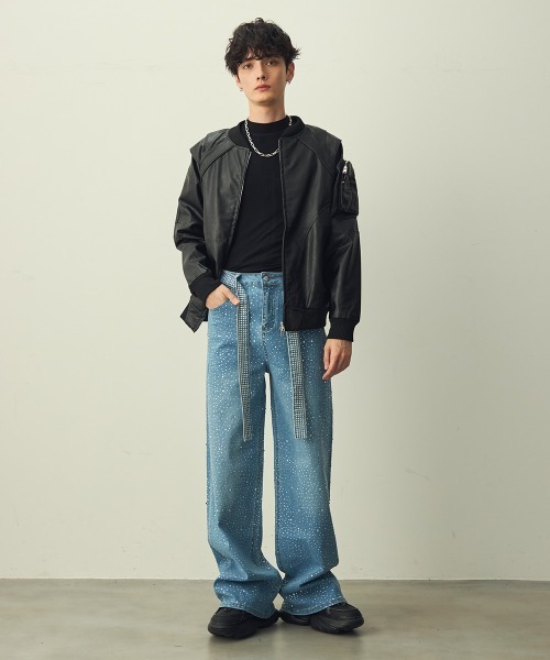 Shoowtime（ショウタイム）の「Double-zip cross design synthetic leather jacket / ダブルジップクロスデザイン合成皮革ブルゾン（ブルゾン・メンズ・ブラック/バーガンディー・MEDIUM/LARGE/X-LARGE）」の19枚目の写真