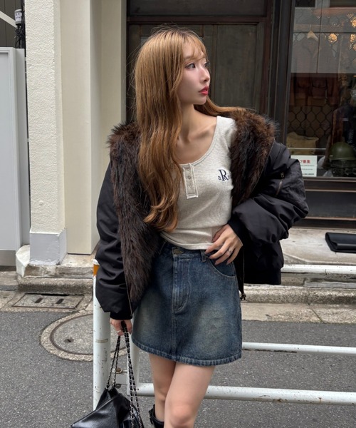 ファーリバーシブルフードブルゾン（ブルゾン）｜RAY CASSIN