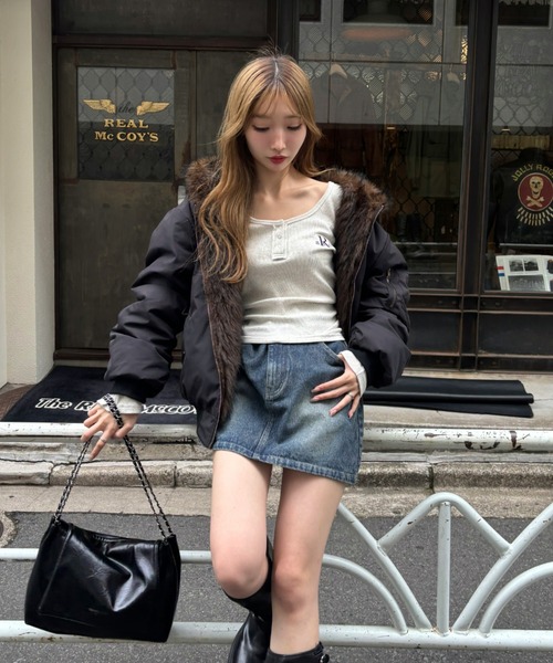 RAY CASSIN（レイカズン）の「ファーリバーシブルフードブルゾン（ブルゾン・レディース・アイボリー/ブラウン系その他2・FREE）」の15枚目の写真