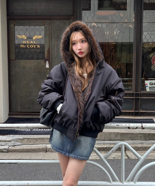 ファーリバーシブルフードブルゾン（ブルゾン）｜RAY CASSIN