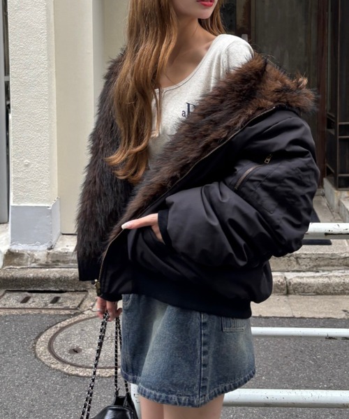 RAY CASSIN（レイカズン）の「ファーリバーシブルフードブルゾン