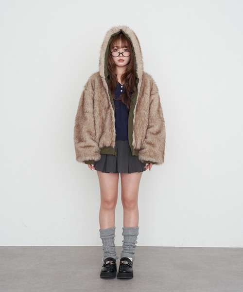 RAY CASSIN（レイカズン）の「ファーリバーシブルフードブルゾン（ブルゾン・レディース・アイボリー/ブラウン系その他2・FREE）」の22枚目の写真