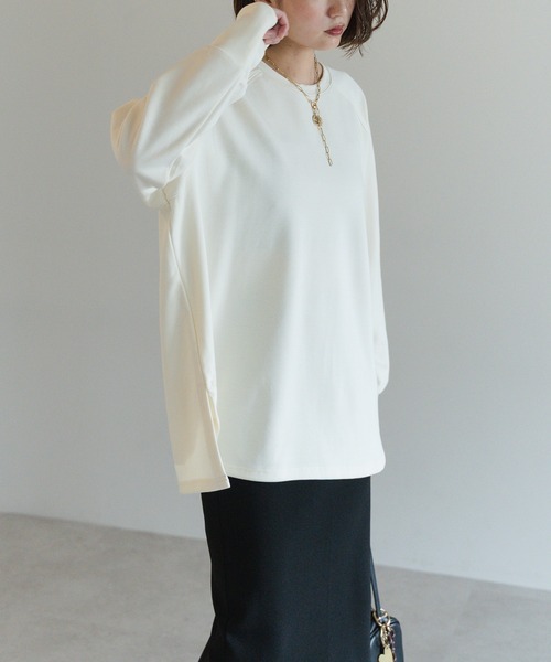 Bonjour Sagan(ボンジュールサガン)の「サイドスリットポンチプルオーバー(Tシャツ/カットソー・レディース・アイボリー/ブラウン系その他/ブラック・FREE)」の7枚目の写真