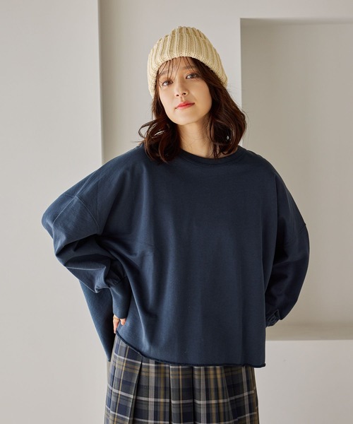 studio CLIP（スタディオクリップ）の「ミニ裏毛カラーワイドスウェット（スウェット・レディース・オフホワイト/ネイビー/ライトグリーン/ピンク・FREE）」の4枚目の写真