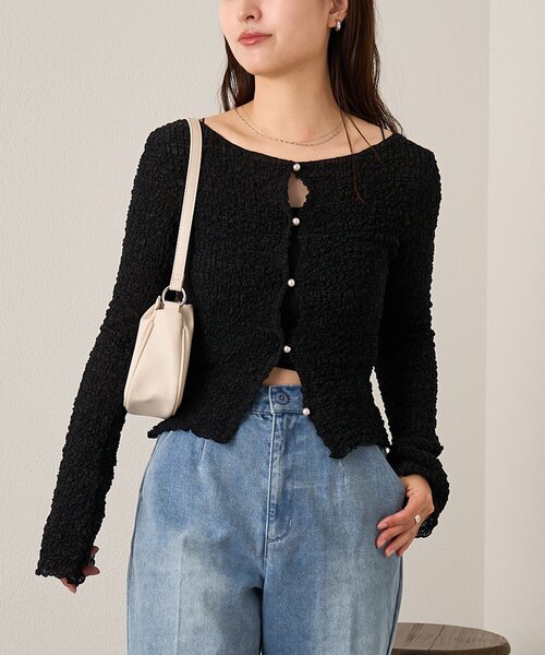 Kastane(カスタネ)の「B ポコポコカーディガン(カーディガン/ボレロ・レディース・ブラック/ホワイト系その他・FREE)」の1枚目の写真