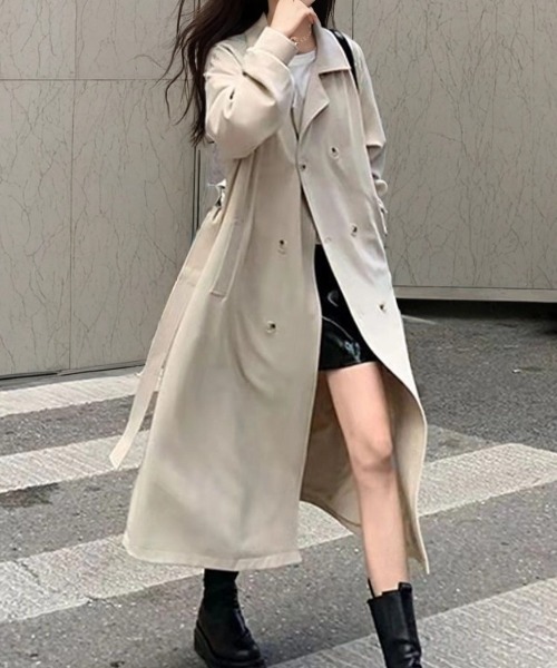 セール】ロング丈トレンチコート（トレンチコート）｜cammie（キャミー