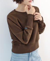 【新色追加】ロゴ刺繍裏起毛ショート丈トレーナー